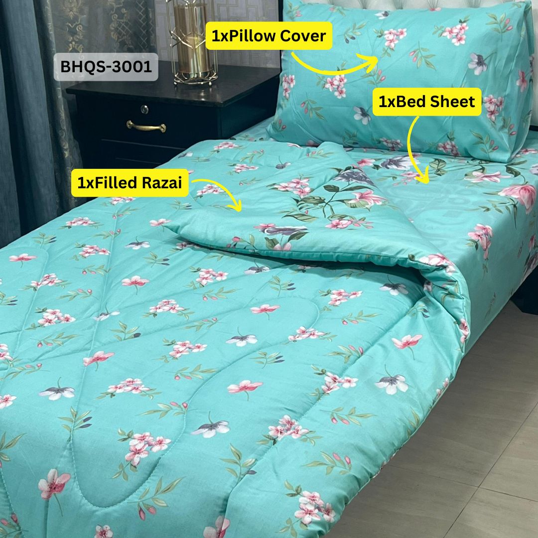 Asaanlife 3 Pcs Mix Cotton Vicky Razai Set | Single Bed | Charpai | BHQS-3001