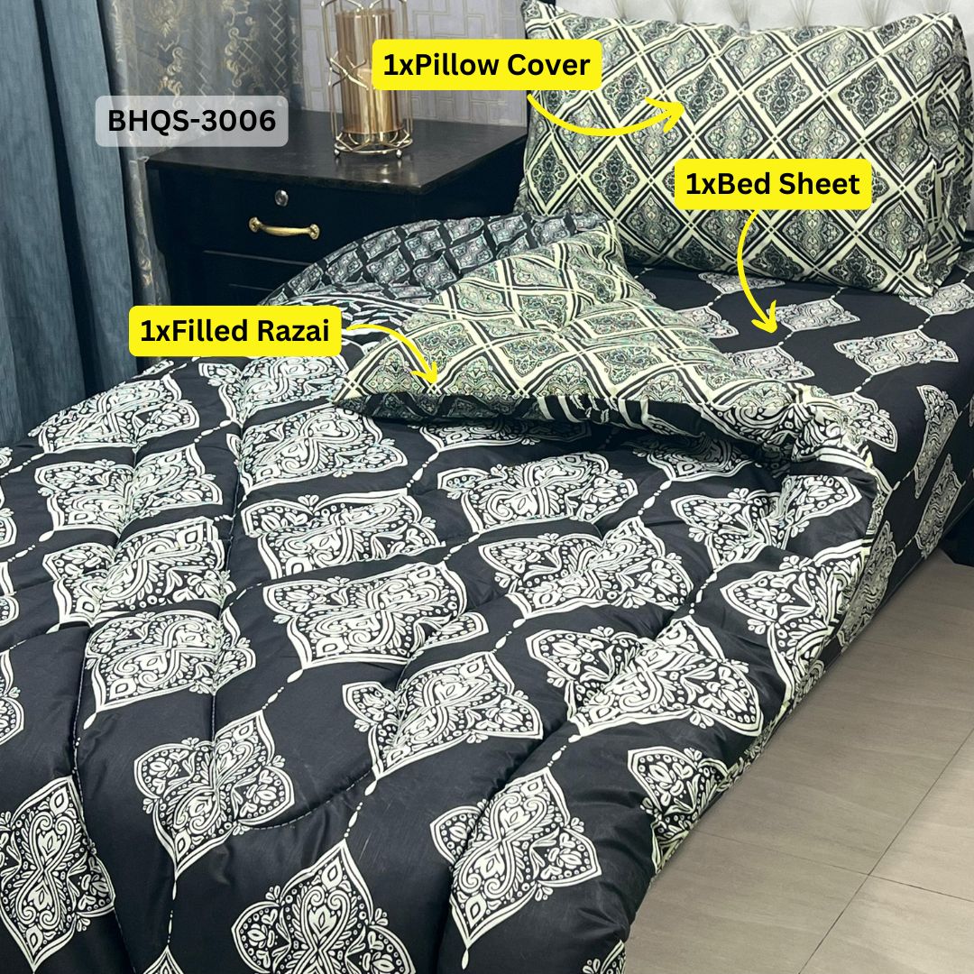 Asaanlife 3 Pcs Mix Cotton Vicky Razai Set | Single Bed | Charpai | BHQS-3006