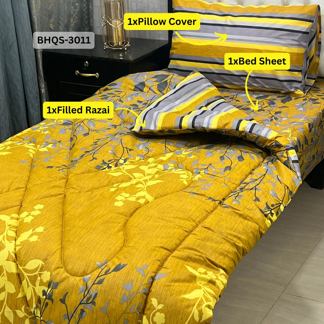 Asaanlife 3 Pcs Mix Cotton Vicky Razai Set | Single Bed | Charpai | BHQS-3011