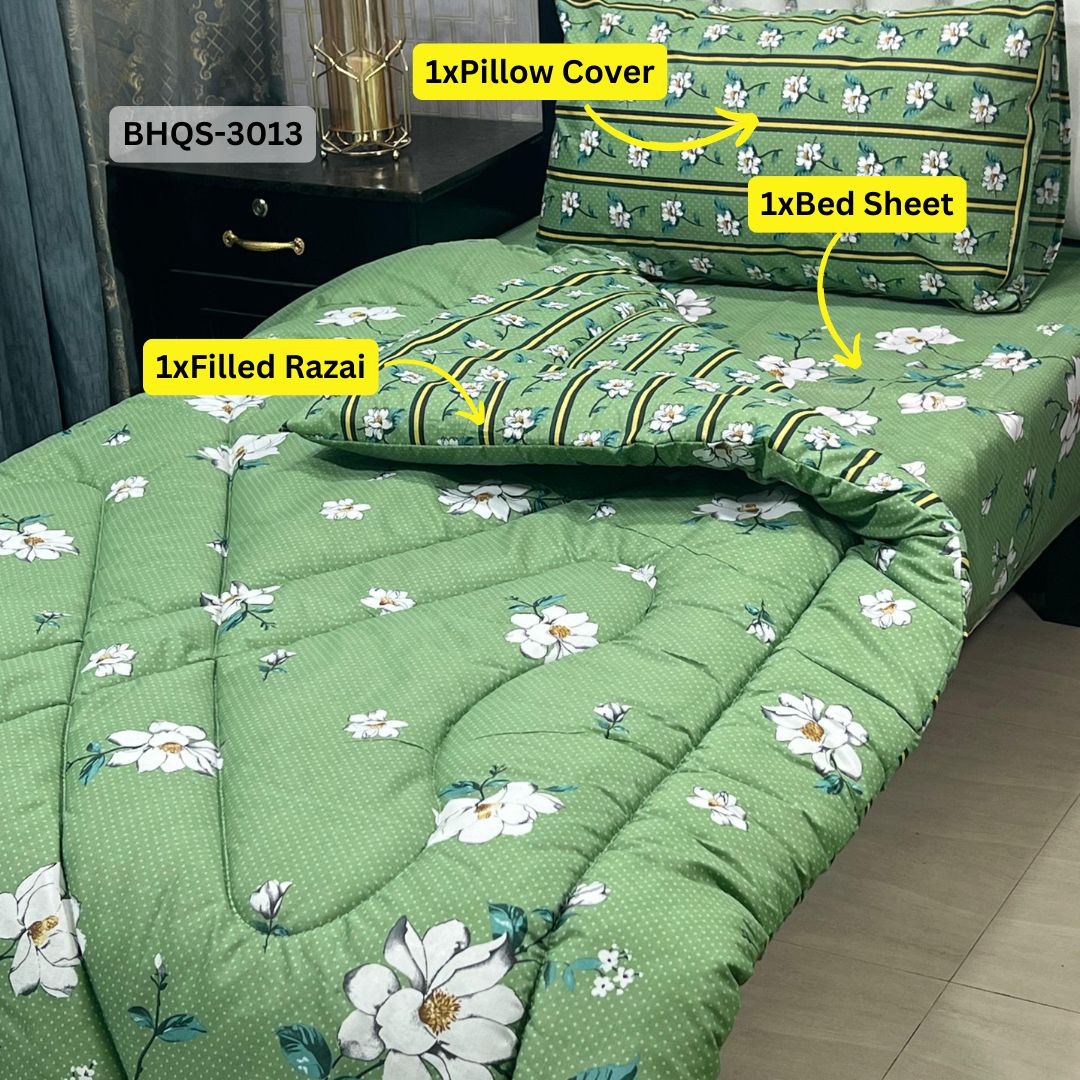 Asaanlife 3 Pcs Mix Cotton Vicky Razai Set | Single Bed | Charpai | BHQS-3013