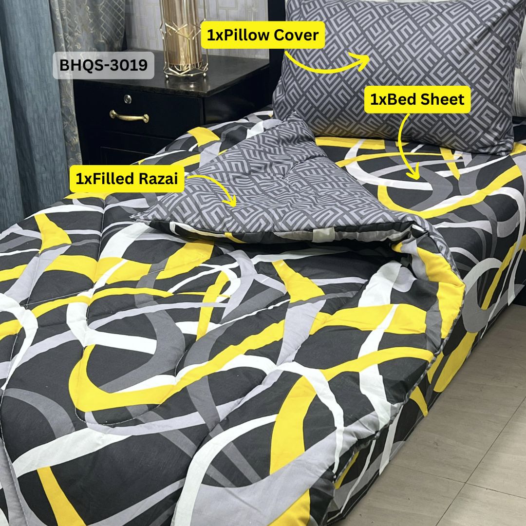 Asaanlife 3 Pcs Mix Cotton Vicky Razai Set | Single Bed | Charpai | BHQS-3019