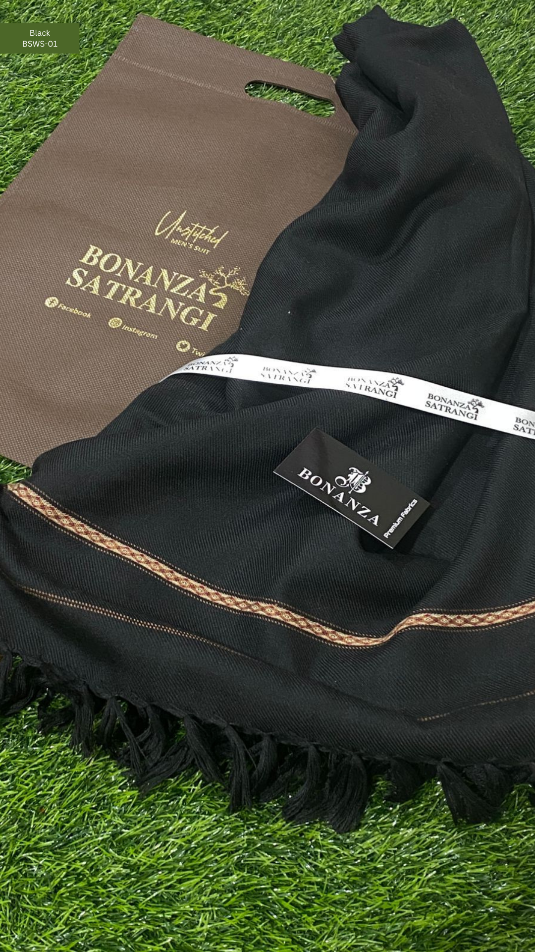 Bonanza Satrangi Mens Winter Shawl | Black | BSWS-01