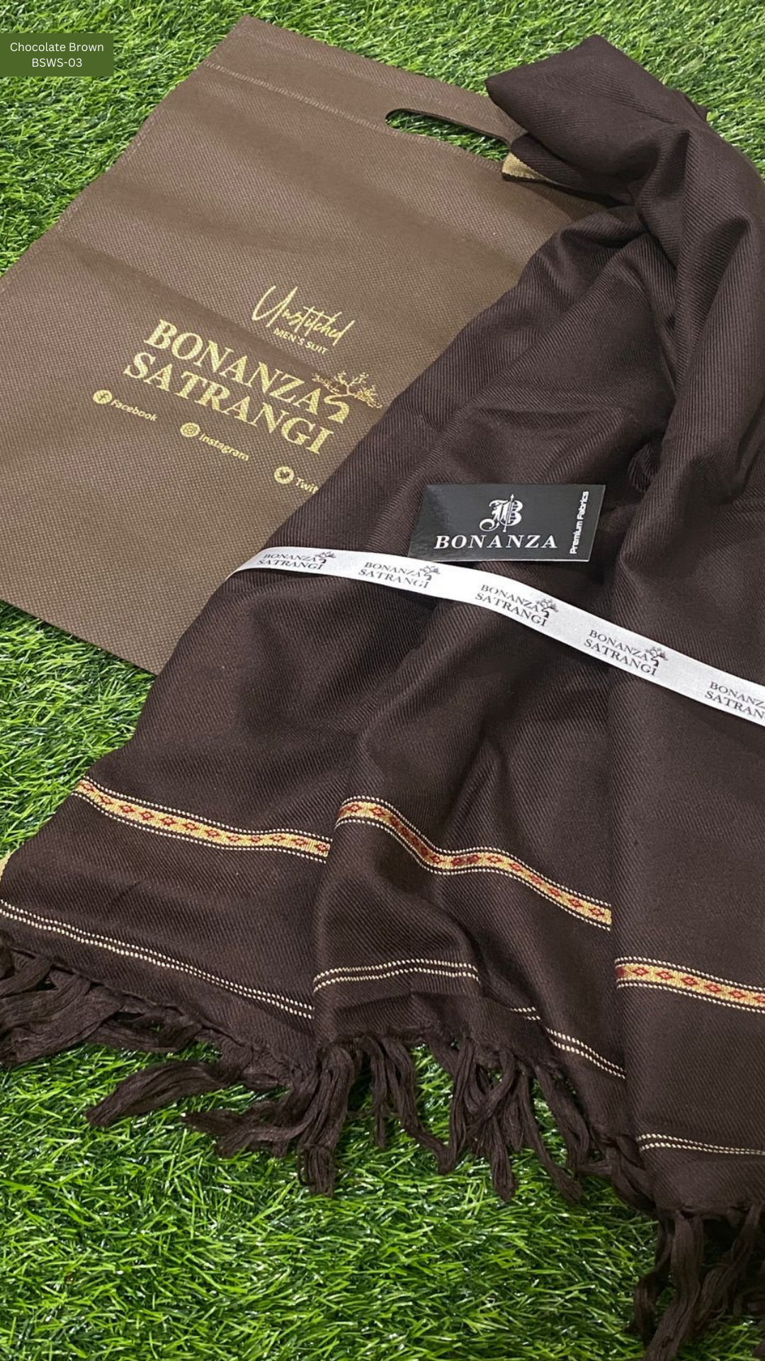 Bonanza Satrangi Mens Winter Shawl | Chocolate Brown | BSWS-03