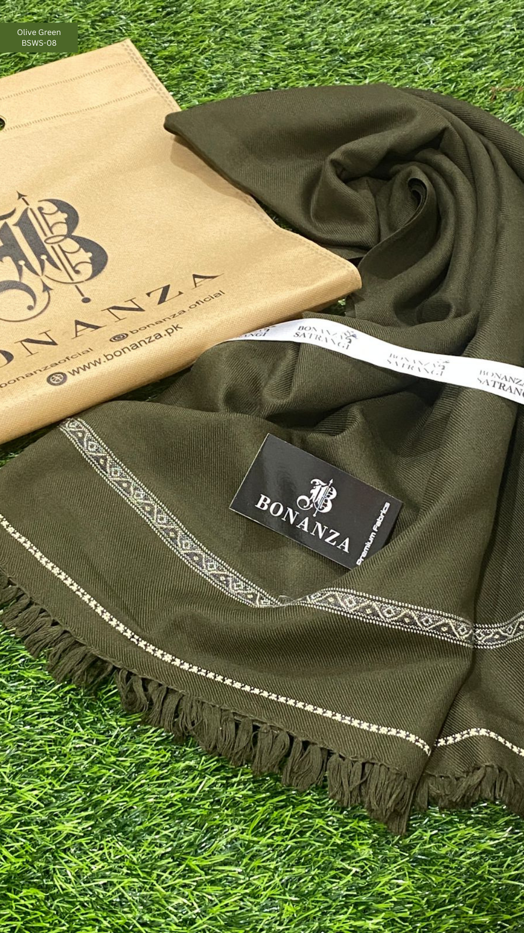 Bonanza Satrangi Mens Winter Shawl | Olive Green | BSWS-08