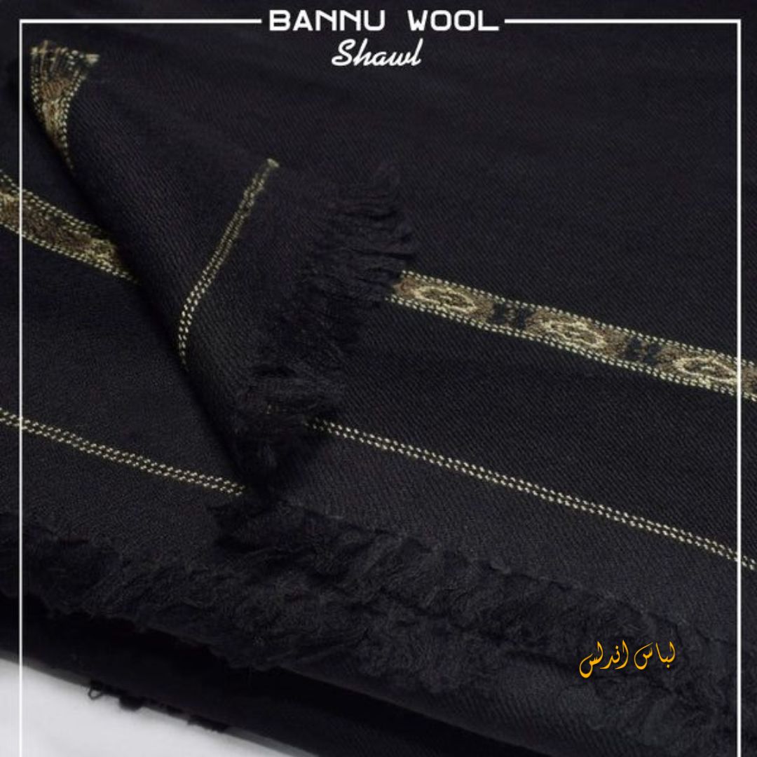 Libas-e-Andalus Original Wool Men's Shawl | Black | LAWS-02