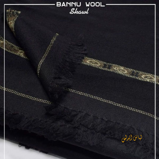 Libas-e-Andalus Original Wool Men's Shawl | Black | LAWS-02