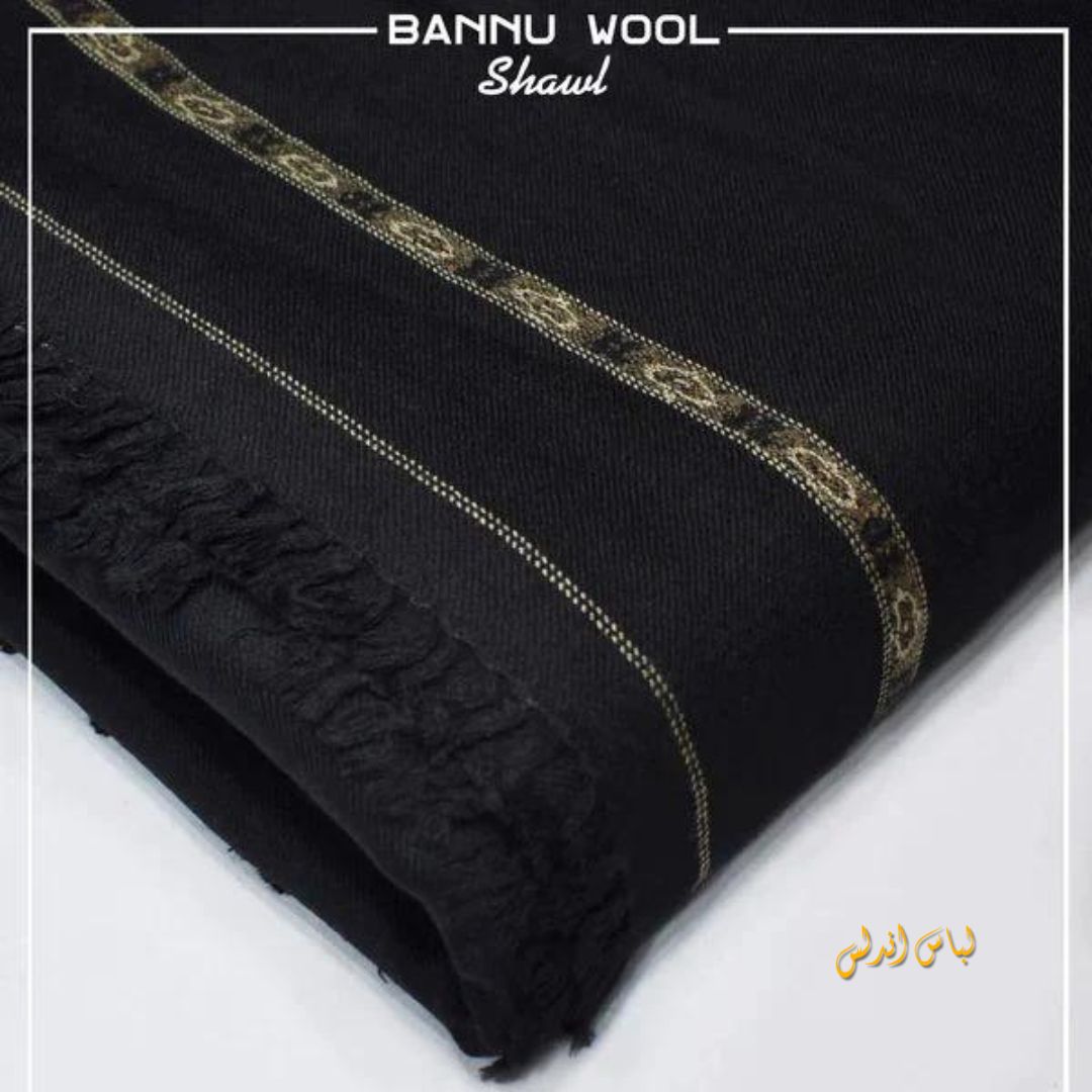 Libas-e-Andalus Original Wool Men's Shawl | Black | LAWS-02