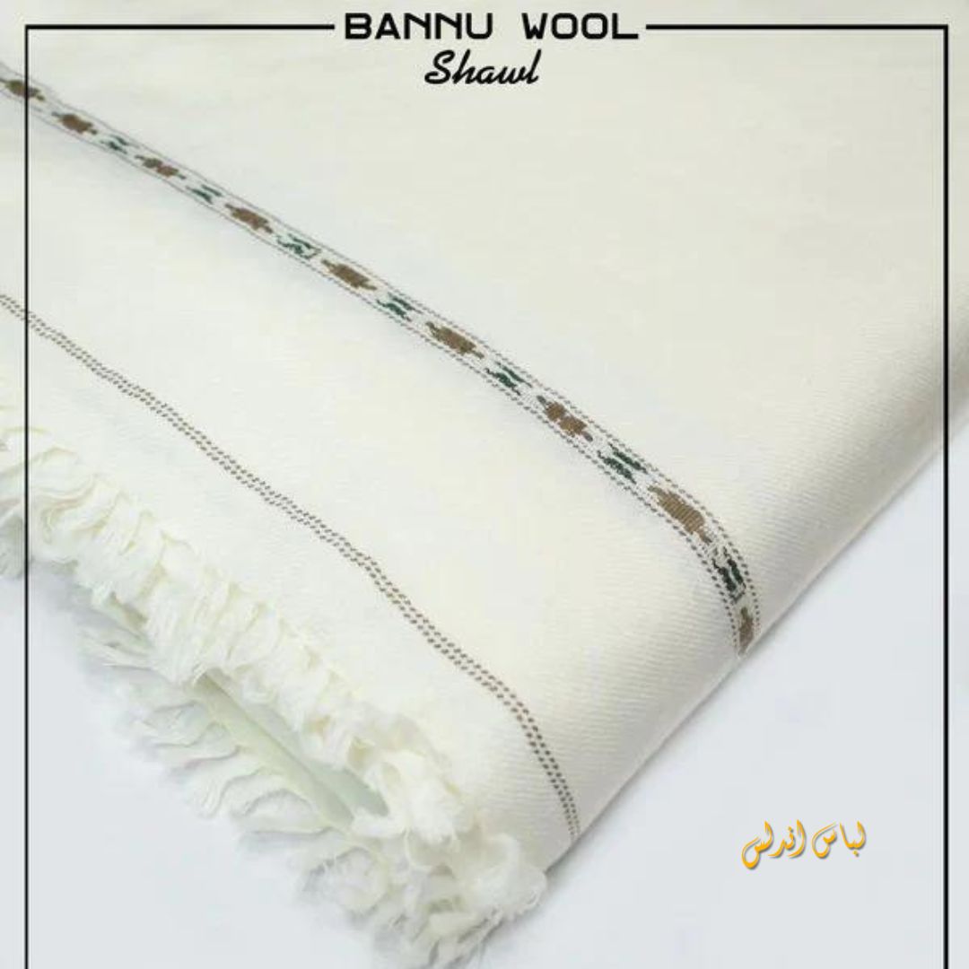 Libas-e-Andalus Original Wool Men's Shawl | White | LAWS-03