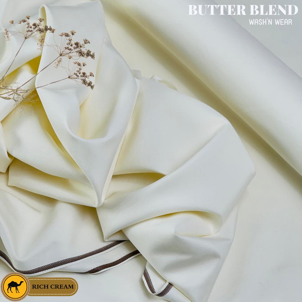 Libas-e-Yousaf Butter Blend fabric for all seasons. Premium quality wash and wear Boski fabric with silky soft feel. Silk less, luxurious and comfortable. 4 meters long and 52 inches wide. Comes with branded packaging and accessories. Available online at best price in Pakistan.