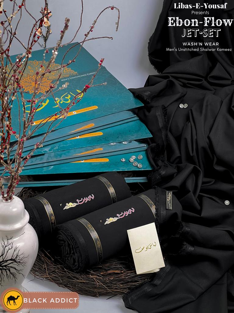 Libas-e-Yousaf EBON-FLOW JET-SET Men's Premium Quality Wash and Wear Suit for all seasons, online at best price in Pakistan.