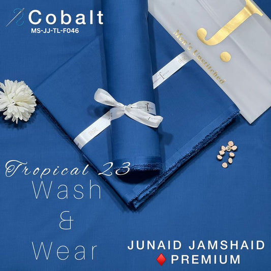 J Dot Premium Summer Tropical Unstitched Suit for Men | Cobalt | MS-JJ-WW-F046