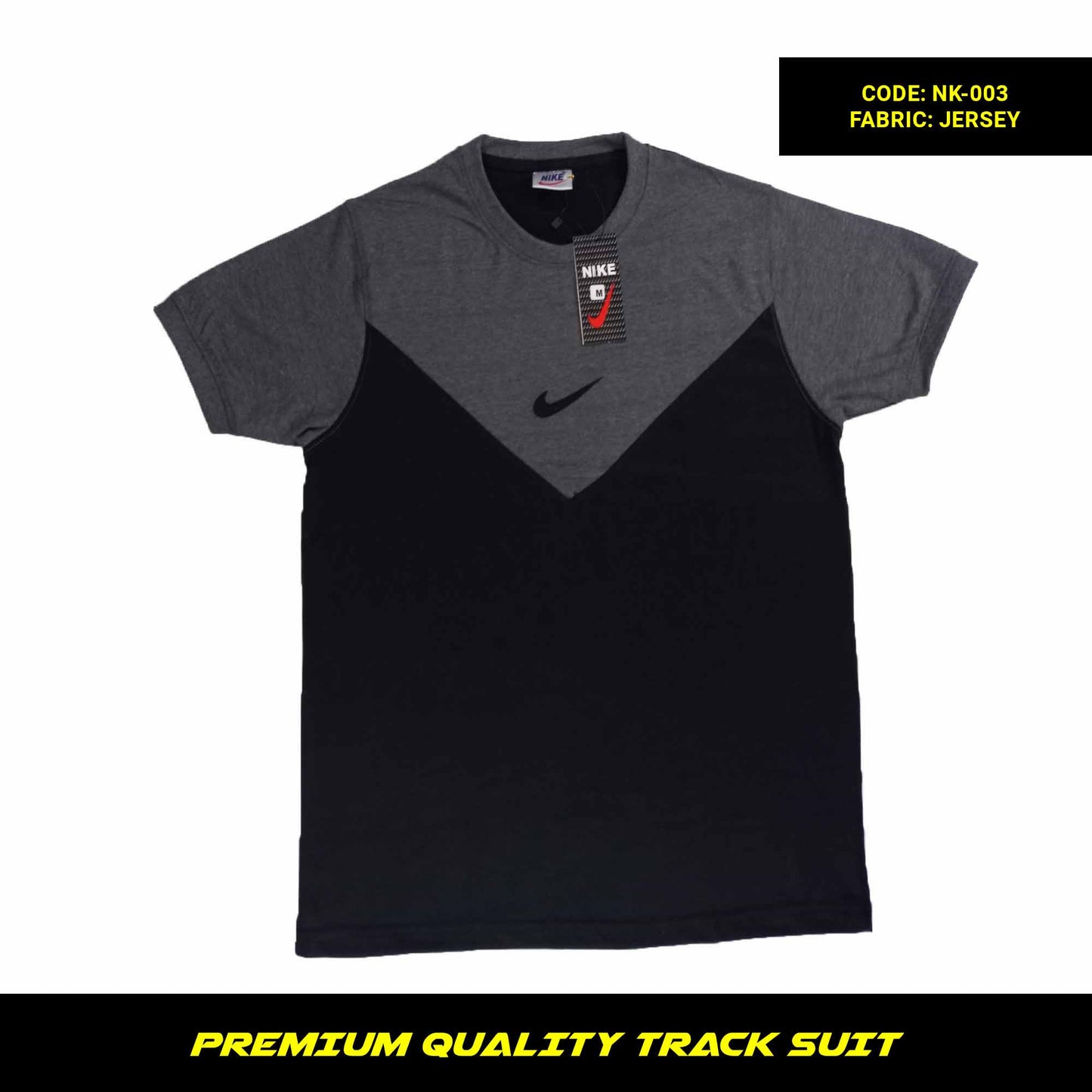Men's premium jersey tracksuit with round neck and half sleeves. Loose-fitting. Zipper pockets. Perfect for workouts and casual wear.