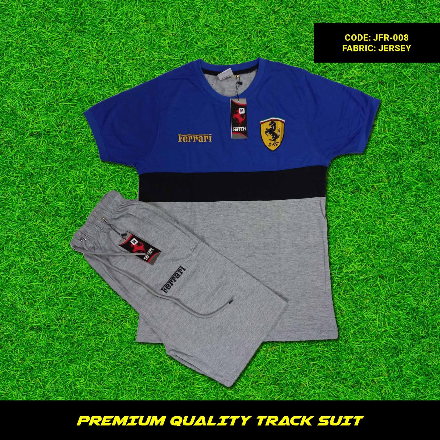 Close-up of the fabric of a men's premium jersey tracksuit. Soft, breathable, and moisture-wicking fabric. Perfect for workouts and casual wear.