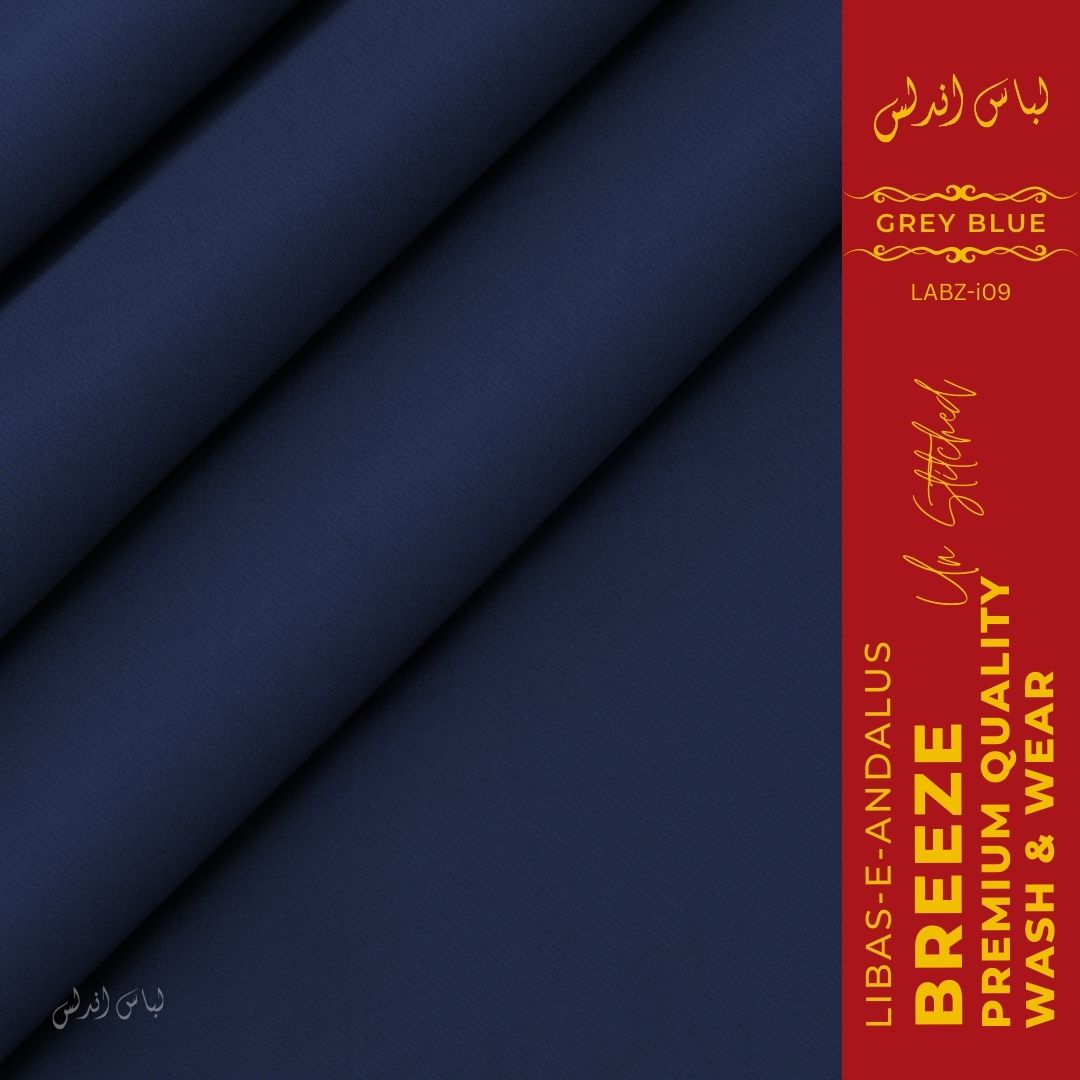 Libas-e-Andalus Breeze Premium Quality Wash and Wear Unstitched Suit for Men | Grey Blue | LABZ-i09