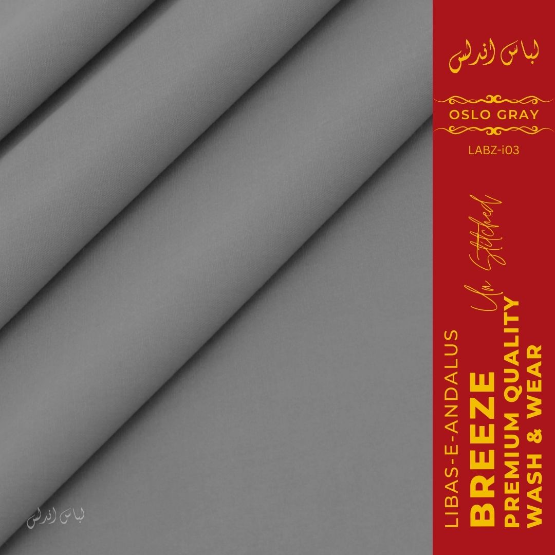 Libas-e-Andalus Breeze Premium Quality Wash and Wear Unstitched Suit for Men | Oslo Gray | LABZ-i03
