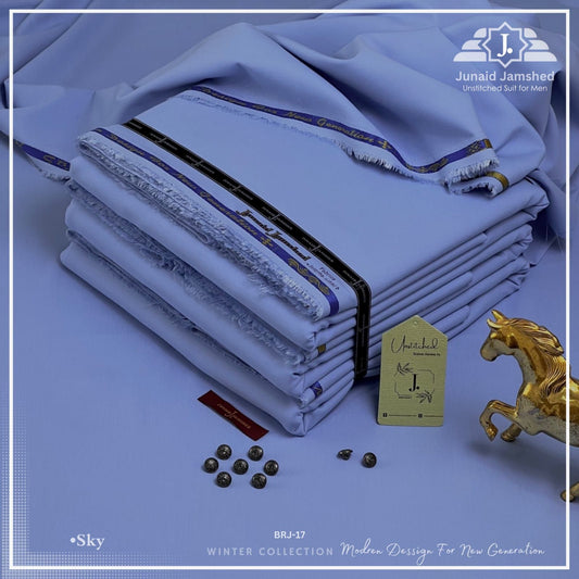 J Dot Wash and Wear Unstitched Suit for Men | 4 Season | Sky | BRJ-17 | Asaanlife.pk