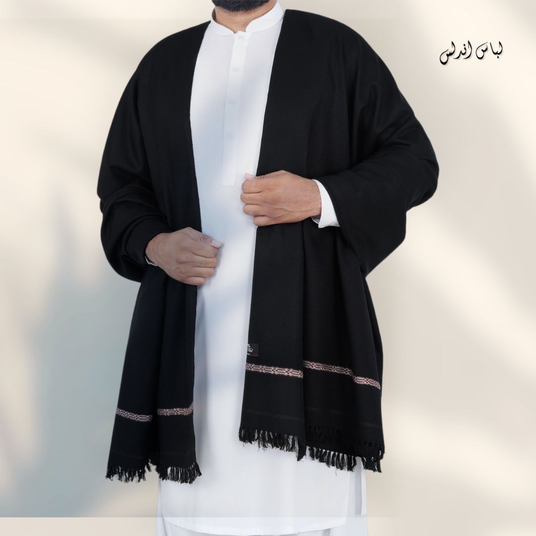 Libas-e-Andalus Original Blended Wool Shawl for Men | Black