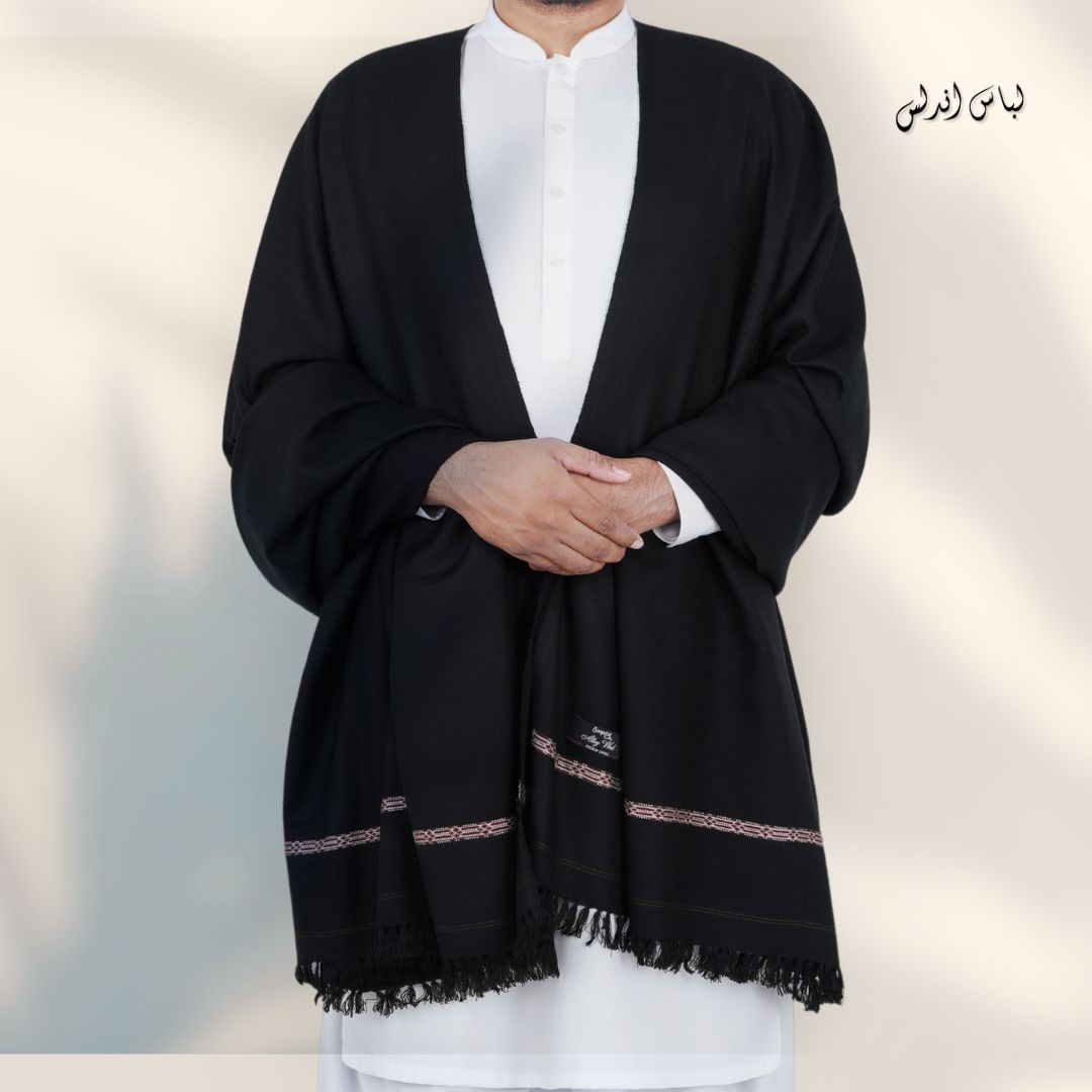 Libas-e-Andalus Original Blended Wool Shawl for Men | Black