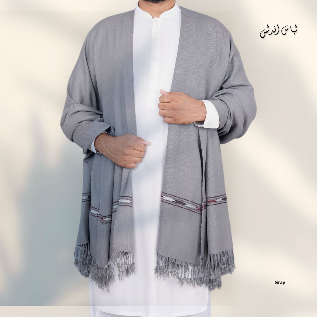 Libas-e-Andalus Original Blended Wool Shawl for Men | Gray