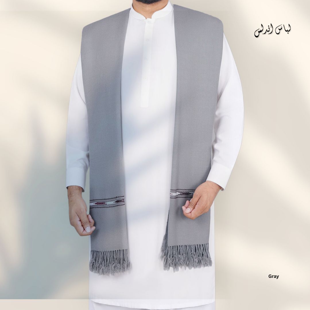 Libas-e-Andalus Original Blended Wool Shawl for Men | Gray