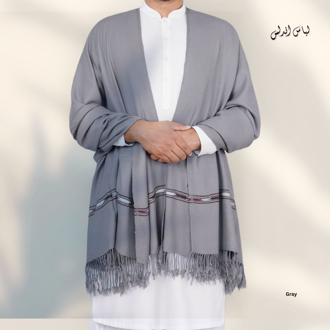 Libas-e-Andalus Original Blended Wool Shawl for Men | Gray