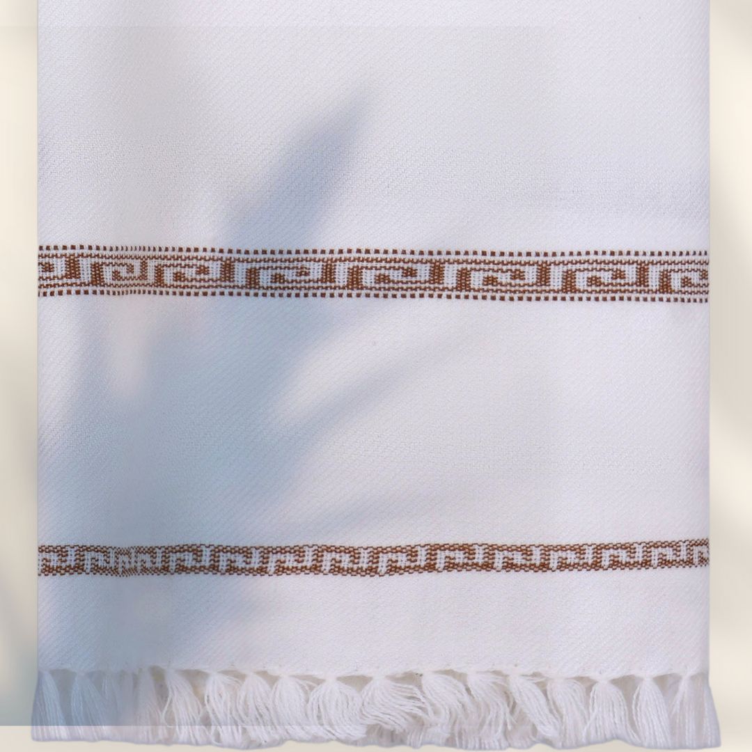 Libas-e-Andalus Original Blended Wool Shawl for Men | White