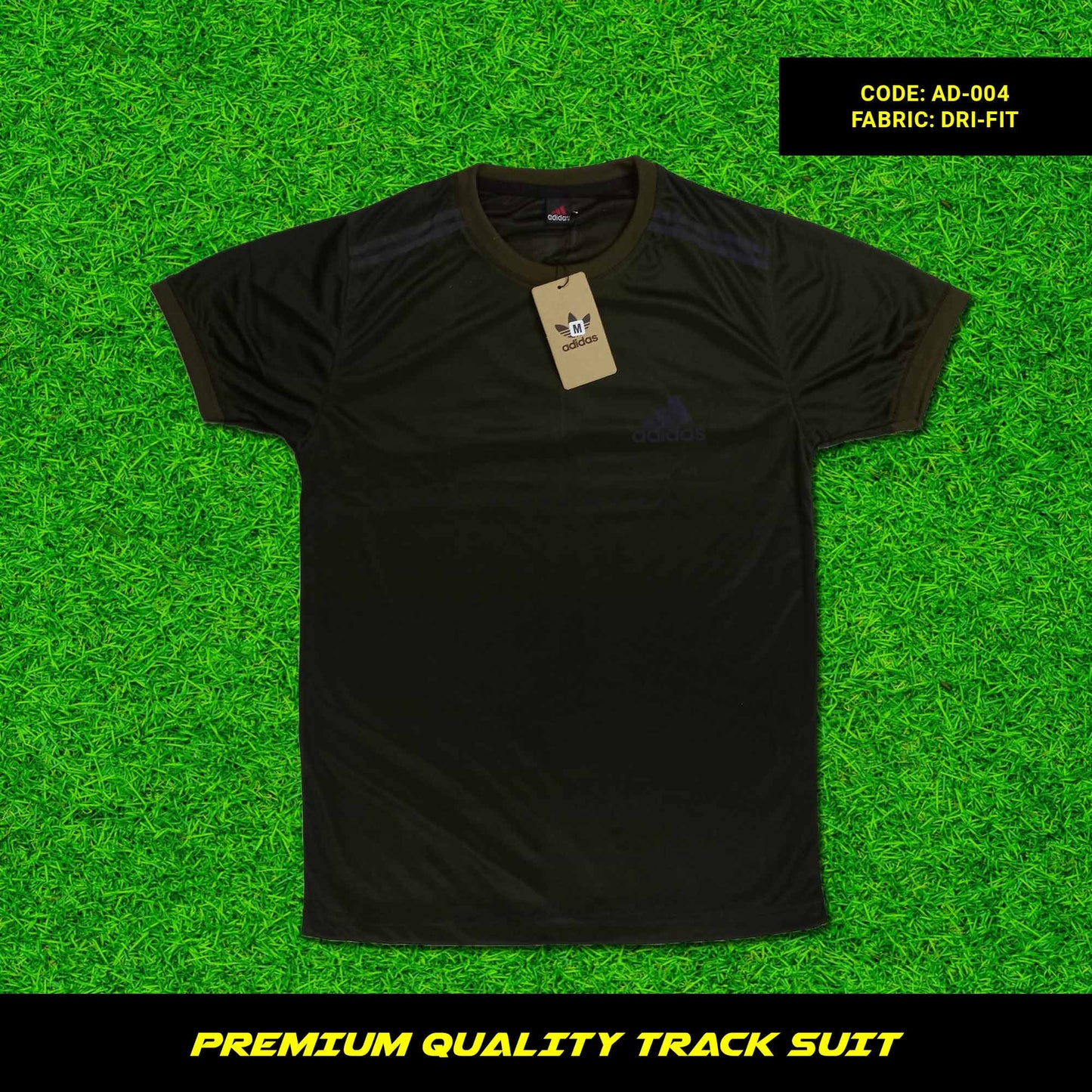 Men's premium dri-fit tracksuit with round neck and half sleeves. Loose-fitting. Zipper pockets. Perfect for workouts and casual wear.