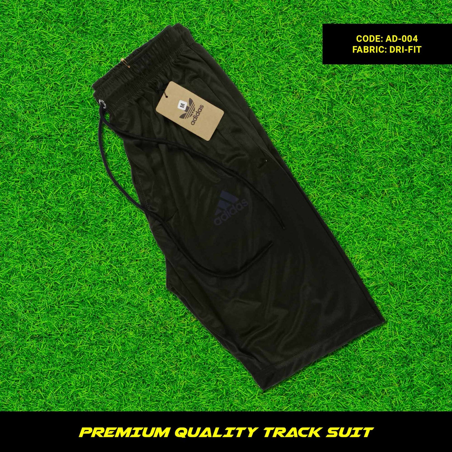 Men's premium dri-fit tracksuit with round neck and half sleeves. Short trouser with tape to fasten trousers at waist. Loose-fitting. Zipper pockets. Perfect for workouts and casual wear.