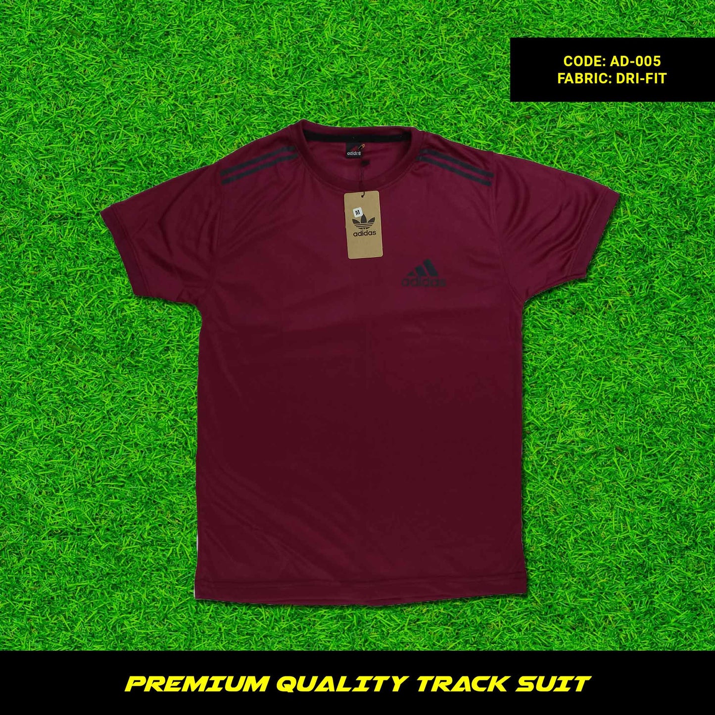 Men's premium dri-fit tracksuit with round neck and half sleeves. Loose-fitting. Zipper pockets. Perfect for workouts and casual wear.