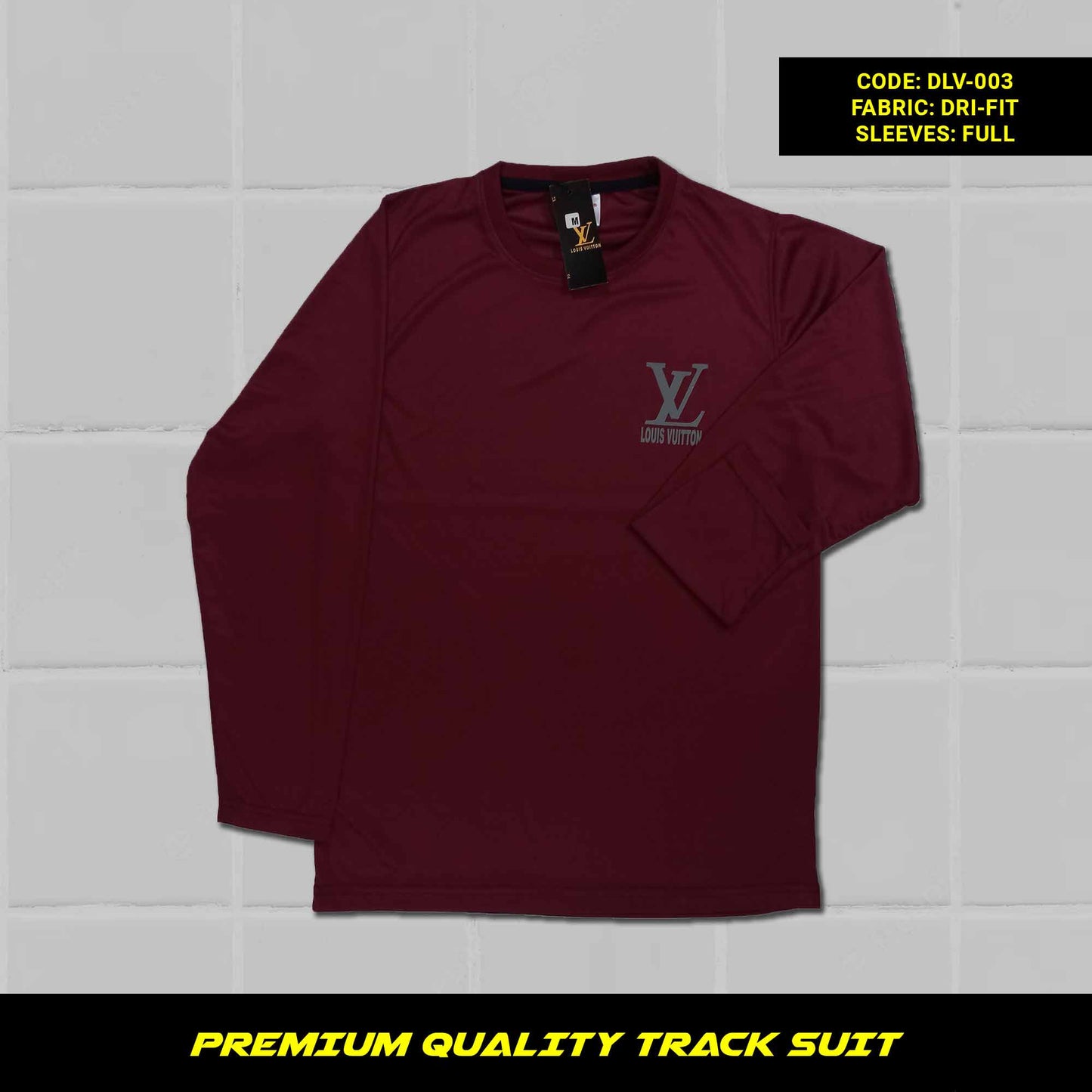 Maroon Men's premium dri-fit tracksuit with round neck and half sleeves. Loose-fitting. Zipper pockets. Perfect for workouts and casual wear.