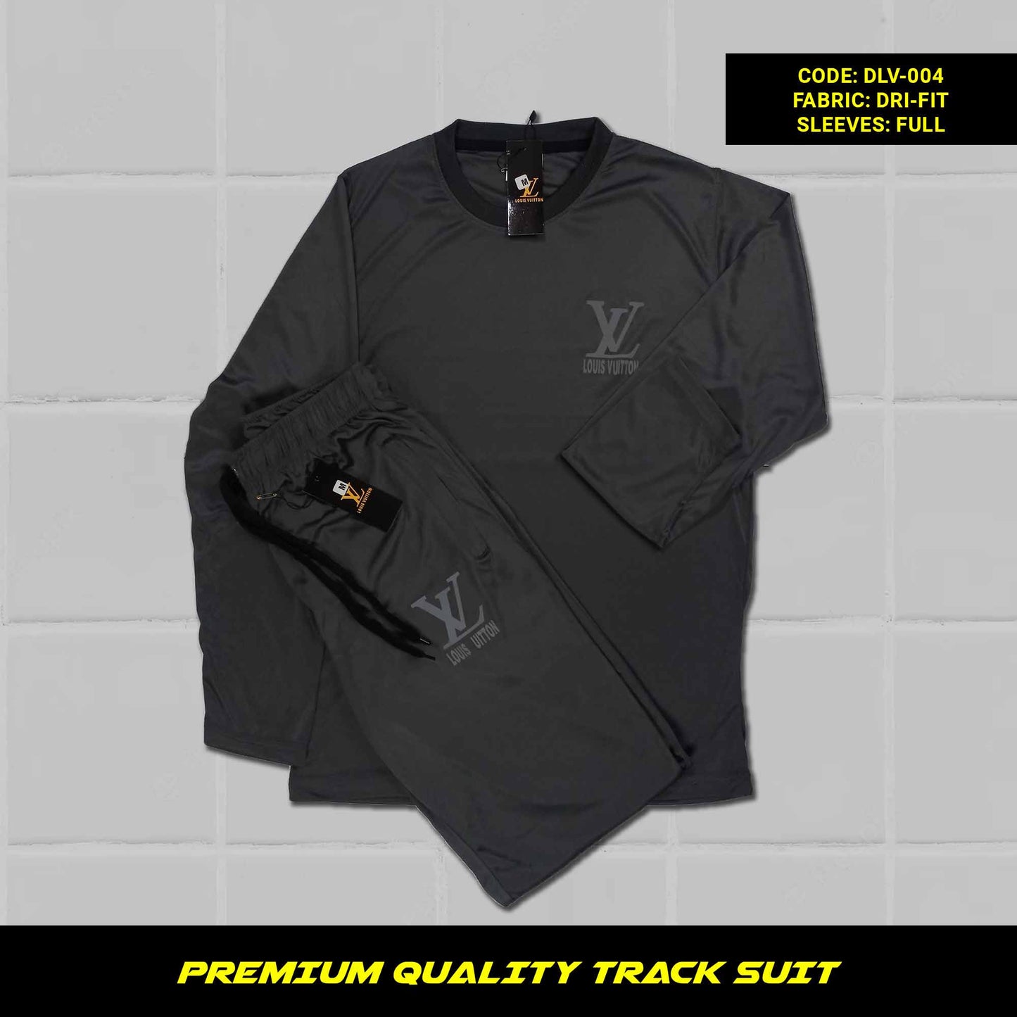 Close-up of the fabric of a Gray men's premium dri-fit tracksuit. Soft, breathable, and moisture-wicking fabric. Perfect for workouts and casual wear.