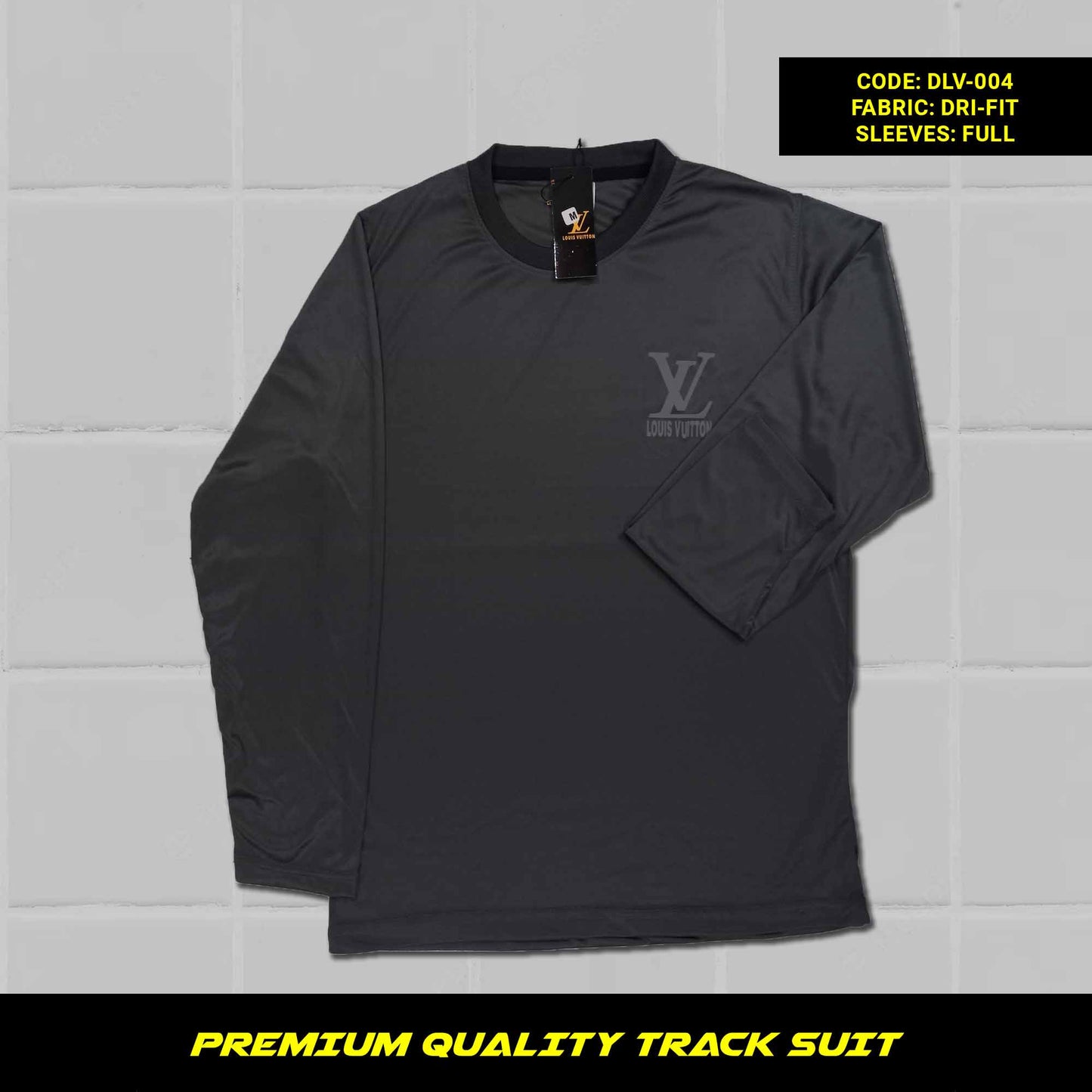 Gray Men's premium dri-fit tracksuit with round neck and half sleeves. Loose-fitting. Zipper pockets. Perfect for workouts and casual wear.