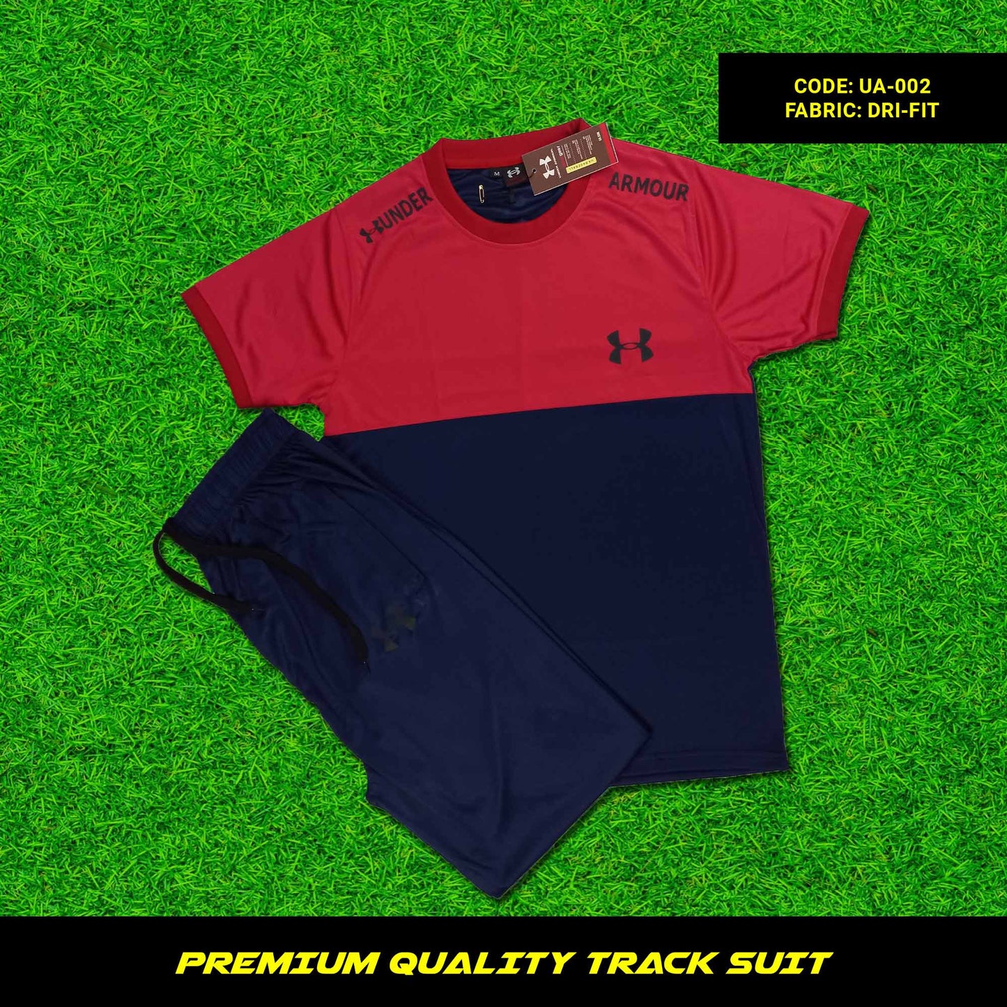 Close-up of the fabric of a men's premium dri-fit tracksuit. Soft, breathable, and moisture-wicking fabric. Perfect for workouts and casual wear.