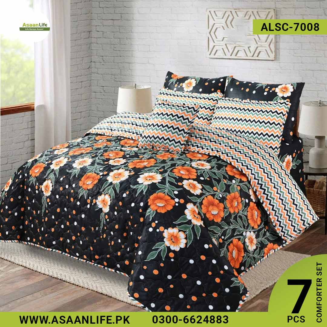 Asaan Life | 7 Pcs Comforter Set | Double Bed | King Size | ALSC-7008