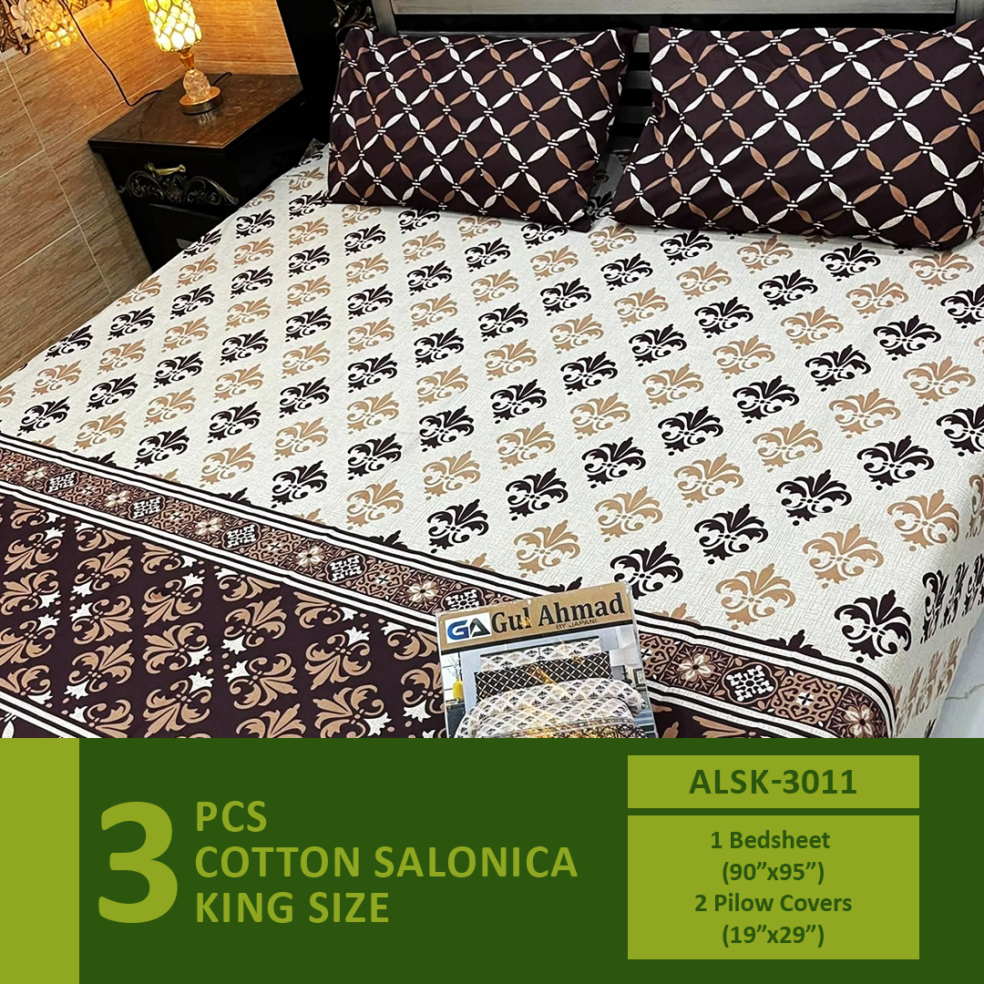 Asaan Life | Cotton Salonica Bed Sheet | Double Bed | King Size