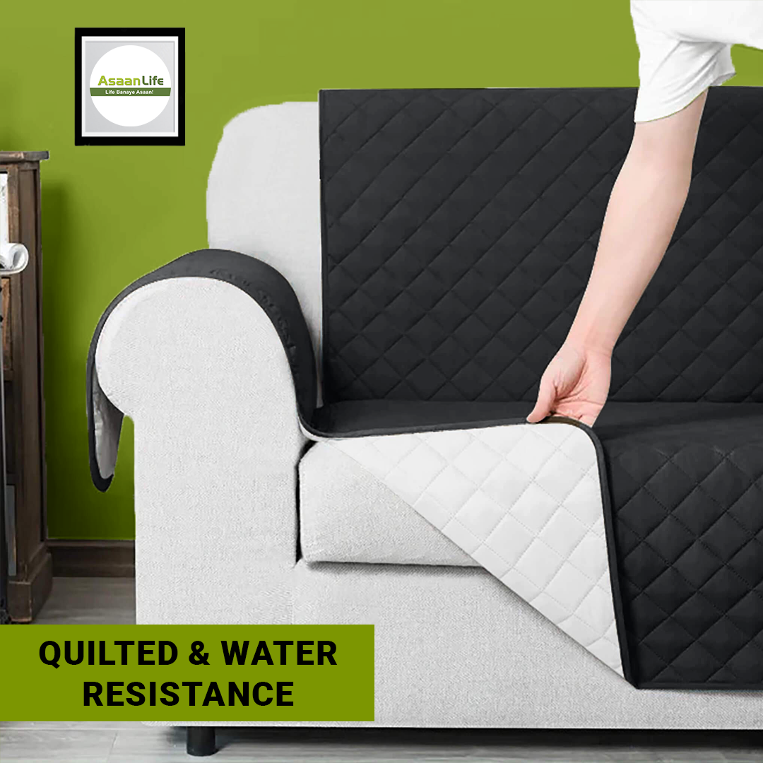 AsaanLife | Ultrasonic Quilted Sofa Coat | Runner | Couch Cover | Gray