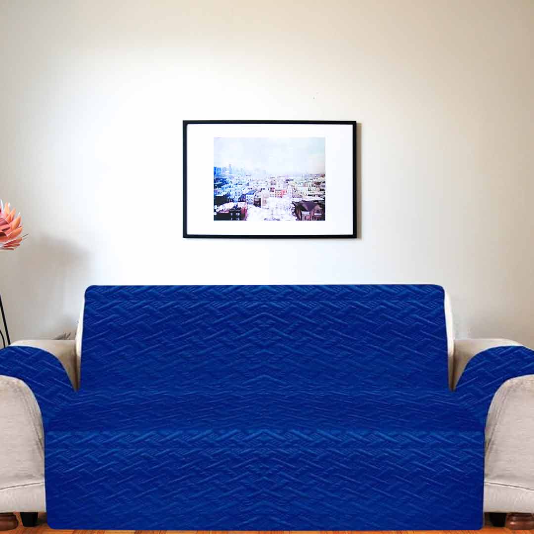 AsaanLife | Ultrasonic Quilted Sofa Coat | Runner | Couch Cover | Blue