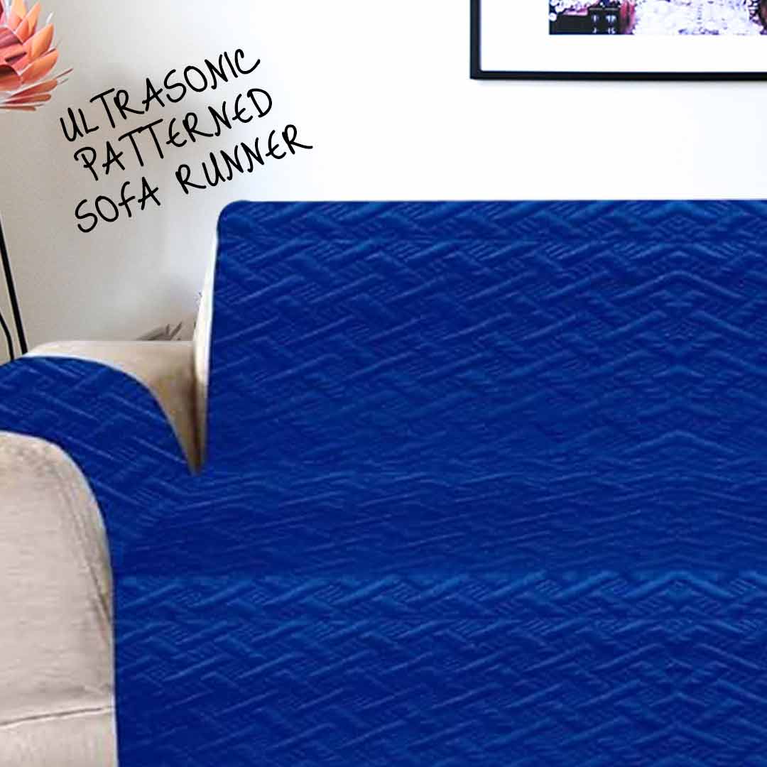 AsaanLife | Ultrasonic Quilted Sofa Coat | Runner | Couch Cover | Blue
