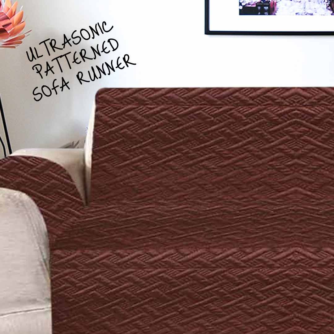 AsaanLife | Ultrasonic Quilted Sofa Coat | Runner | Couch Cover | Brown