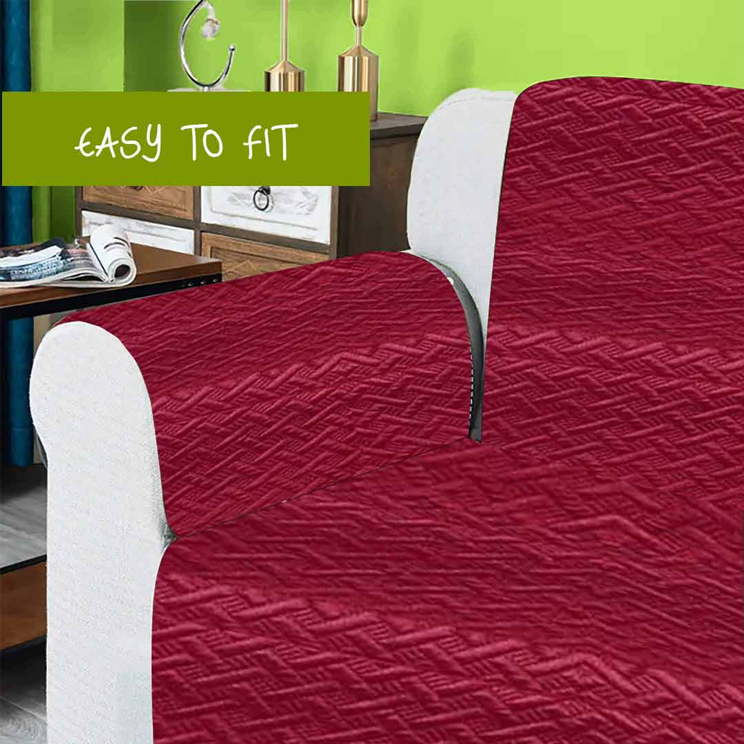 AsaanLife | Ultrasonic Quilted Sofa Coat | Runner | Couch Cover | Maroon
