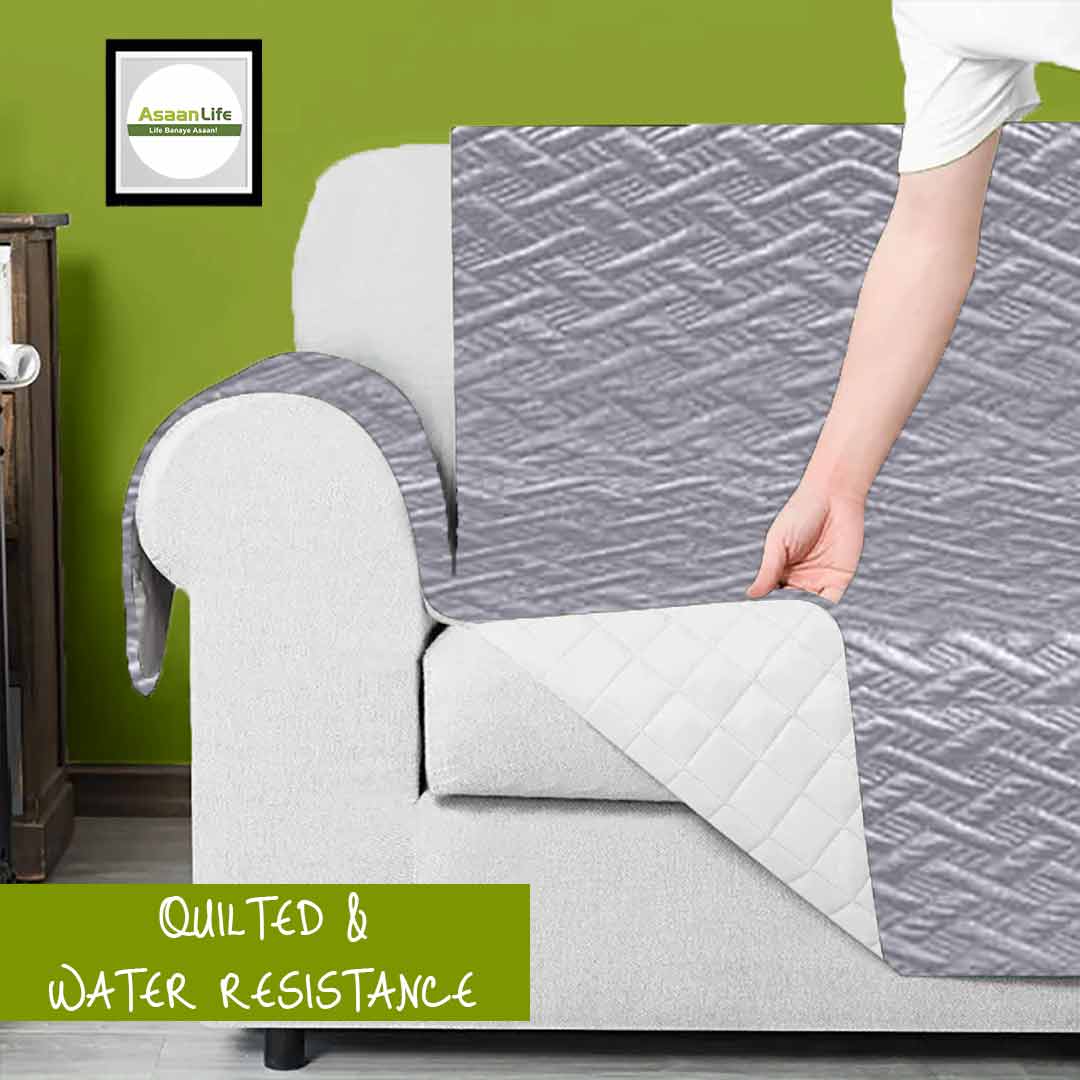 AsaanLife | Sofa Coat | Runner | Couch Cover | Silver