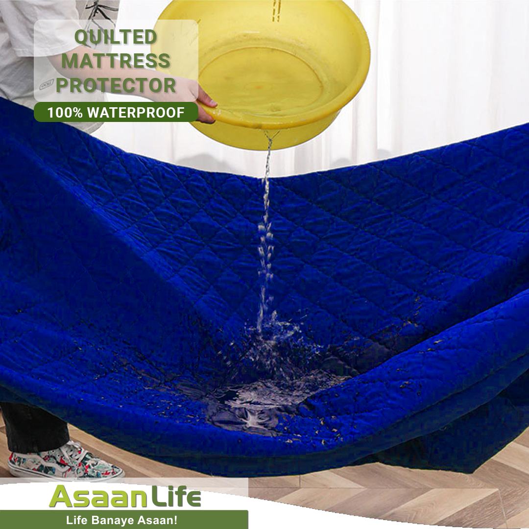 Asaan Life | Quilted Waterproof Mattress Cover | Protector | Double Bed | King Size