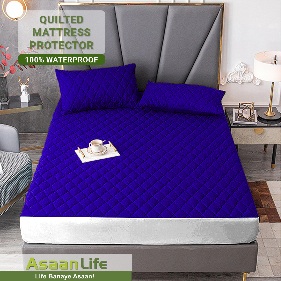 Asaan Life | Quilted Waterproof Mattress Cover | Protector | Double Bed | King Size