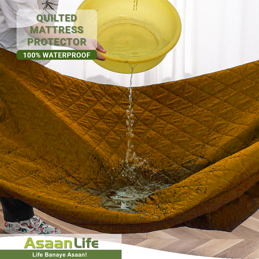 Asaan Life | Quilted Waterproof Mattress Cover | Protector | Double Bed | King Size