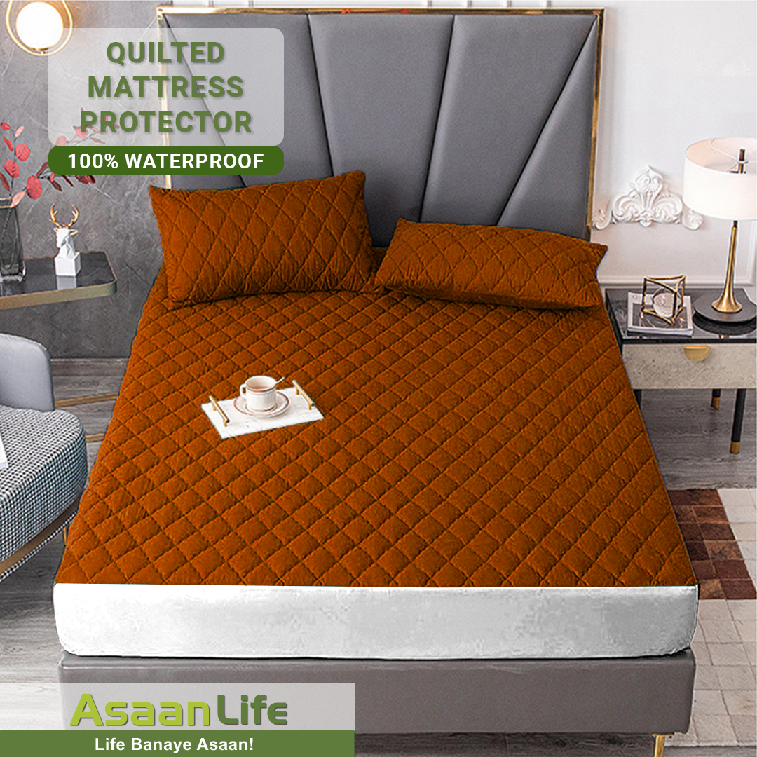 Asaan Life | Quilted Waterproof Mattress Cover | Protector | Double Bed | King Size