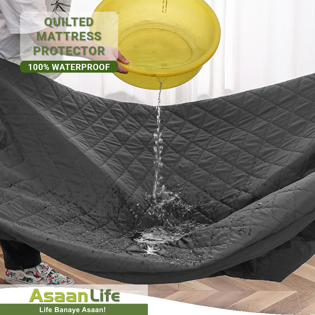 Asaan Life | Quilted Waterproof Mattress Cover | Protector | Double Bed | King Size