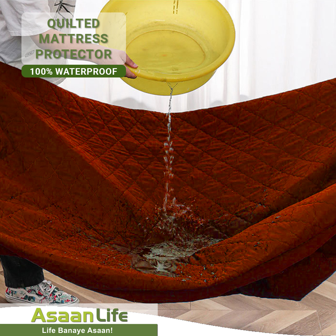 Asaan Life | Quilted Waterproof Mattress Cover | Protector | Double Bed | King Size