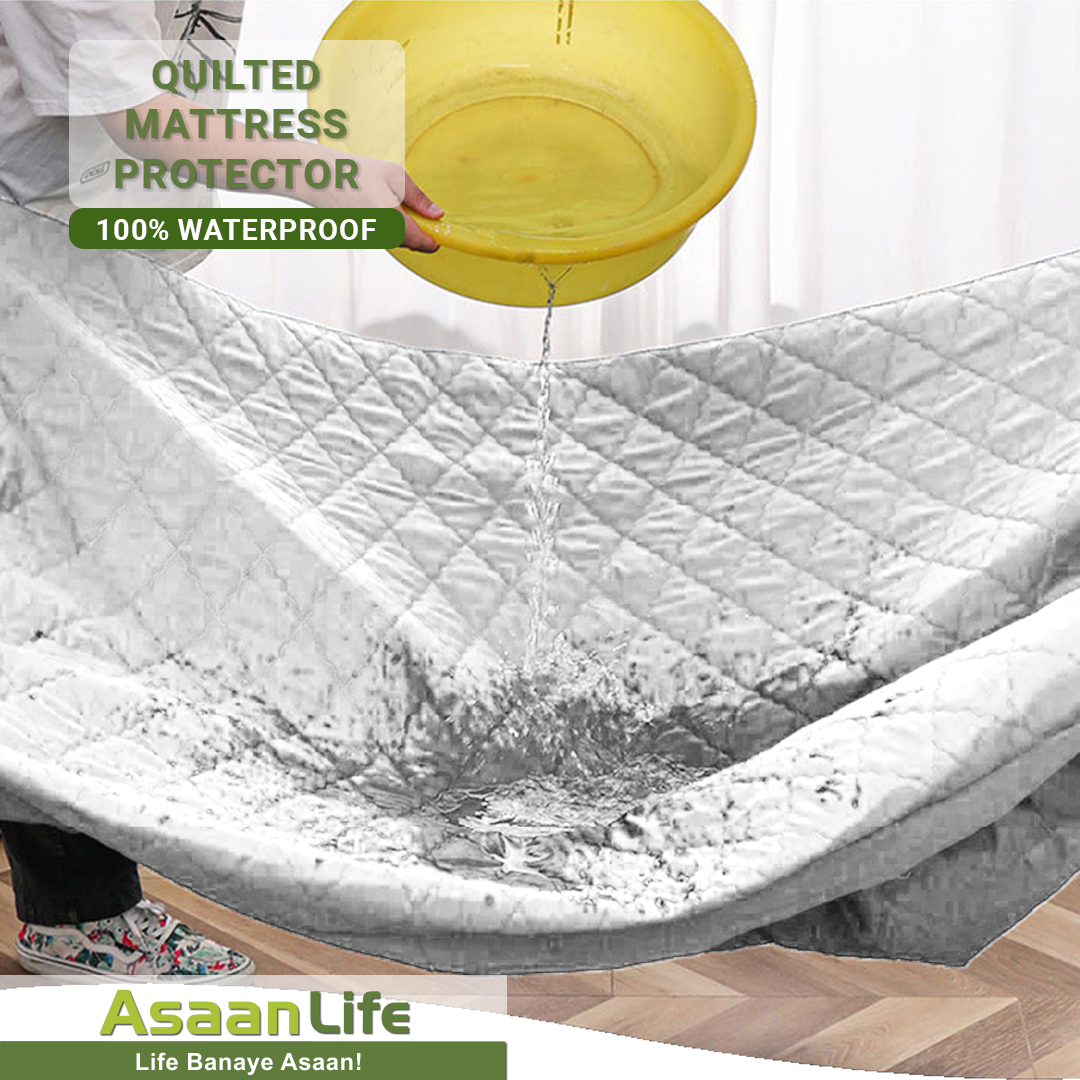 Asaan Life | Quilted Waterproof Mattress Cover | Protector | Double Bed | King Size