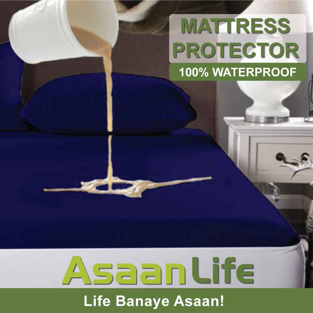Waterproof Mattress Cover | Protector | Blue | Double Bed | King Size