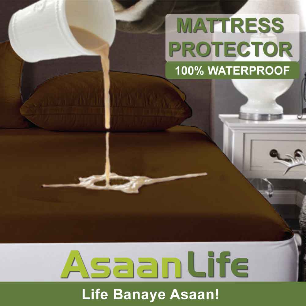 Waterproof Mattress Cover | Protector | Brown | Double Bed | King Size